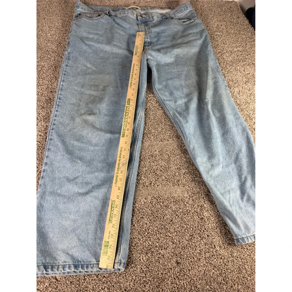 Faded Glory Original Mens Jeans 46x30 Light Wash Blue Denim Straight‎ Leg Cotton